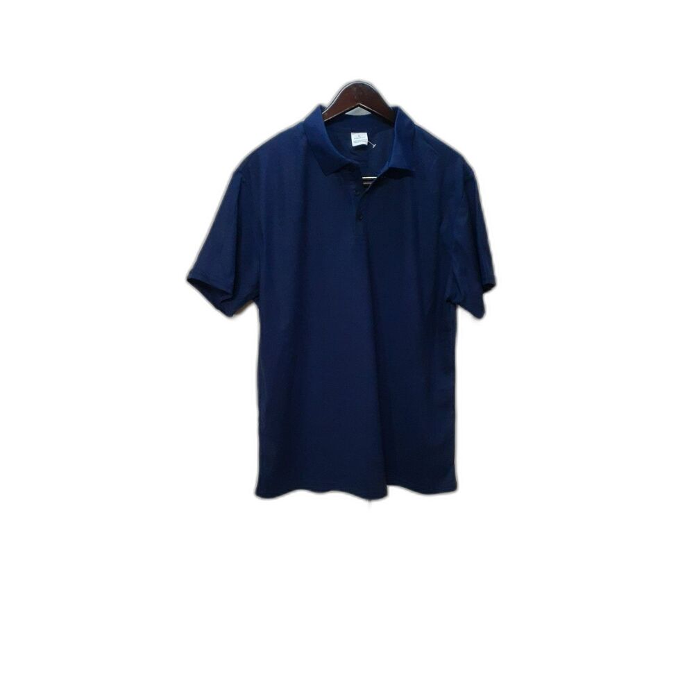 Men's Blue Polo Shirt Short Sleeve Collared Casual Shirt Size L New #510